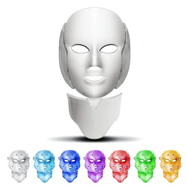 LED Facial Mask with Neck – Korean Photon Therapy – 7 Colors Light